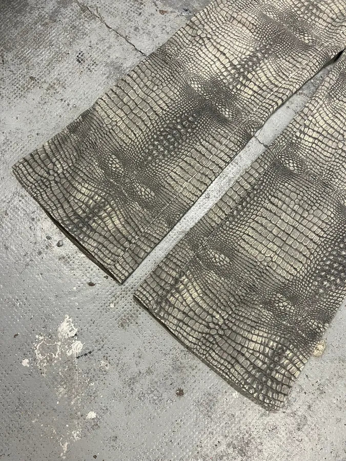 2000s Cavalli Grey Crocodile Effect Pants - Image 8