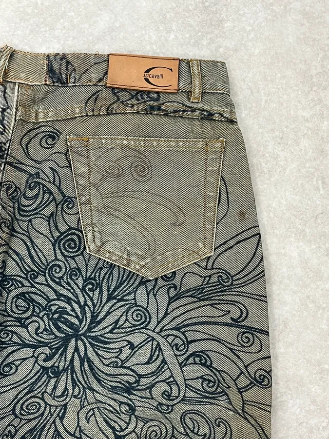 2000s Cavalli Grey Floral Denim Jeans - Image 11