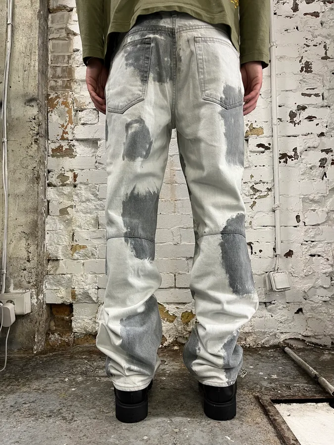 2000s Cavalli Grey Stains White Jeans - Image 4