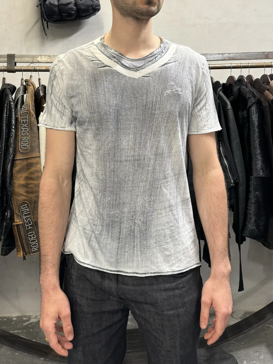 2000s Cavalli Grey Trompe L’oeil Effect Tee-Shirt - Image 3