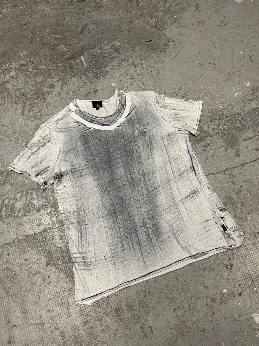2000s Cavalli Grey Trompe L’oeil Effect Tee-Shirt - Image 5