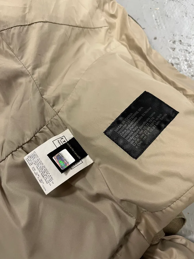 2000s Cavalli Harness Bondage Beige Puffer Jacket - Image 12