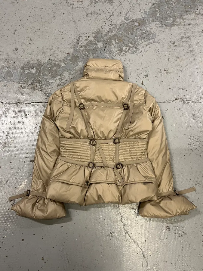 2000s Cavalli Harness Bondage Beige Puffer Jacket - Image 7
