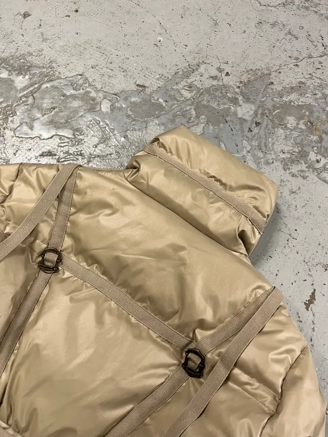 2000s Cavalli Harness Bondage Beige Puffer Jacket - Image 9