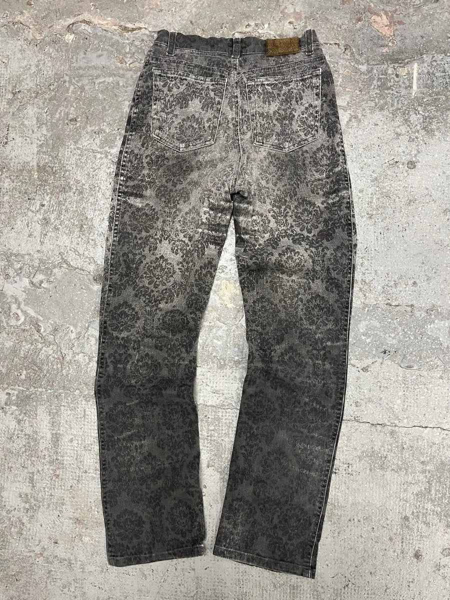 2000s Cavalli Jeans Grey Arabic Pattern Pants - Image 2