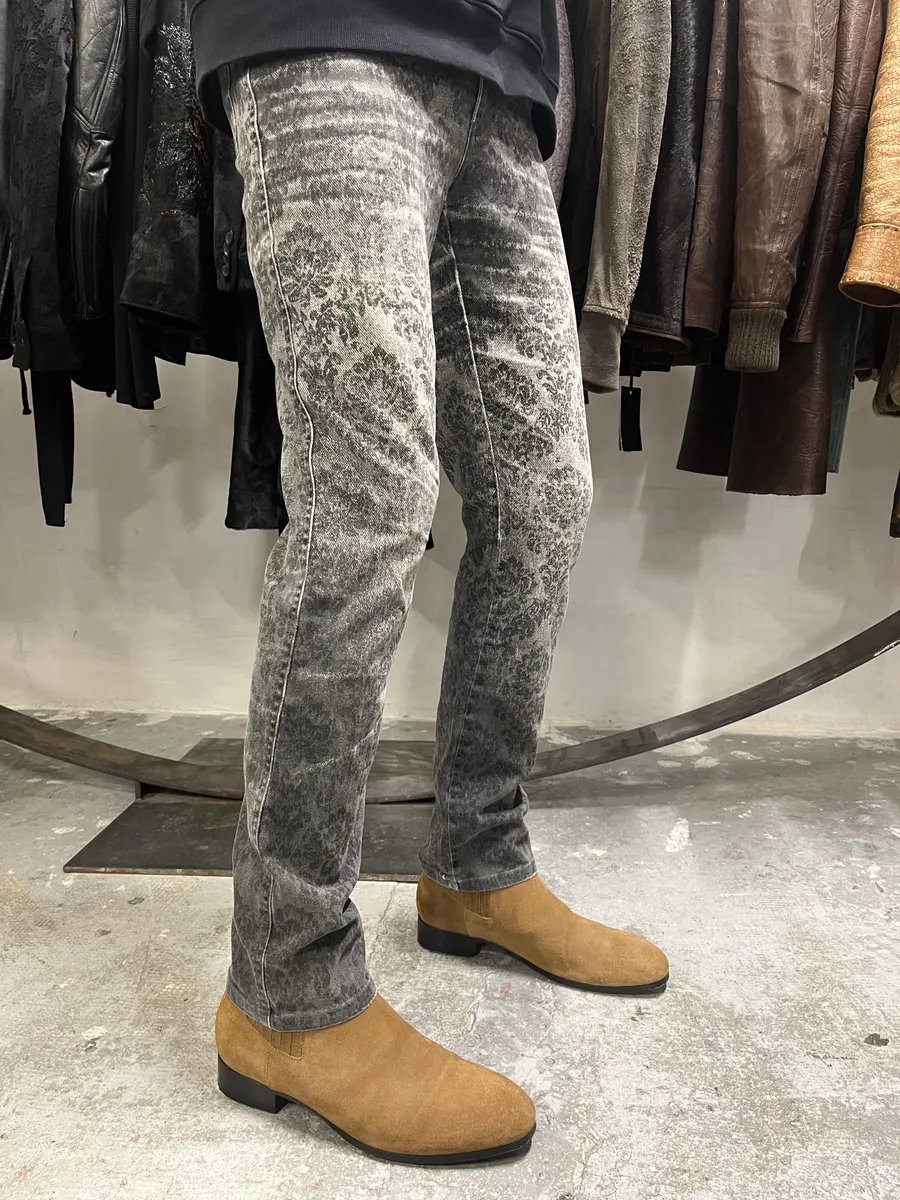 2000s Cavalli Jeans Grey Arabic Pattern Pants - Image 3