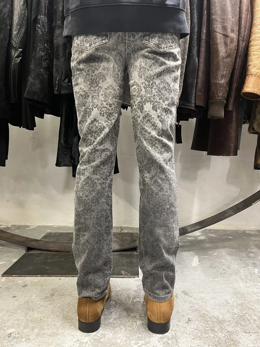 2000s Cavalli Jeans Grey Arabic Pattern Pants - Image 4