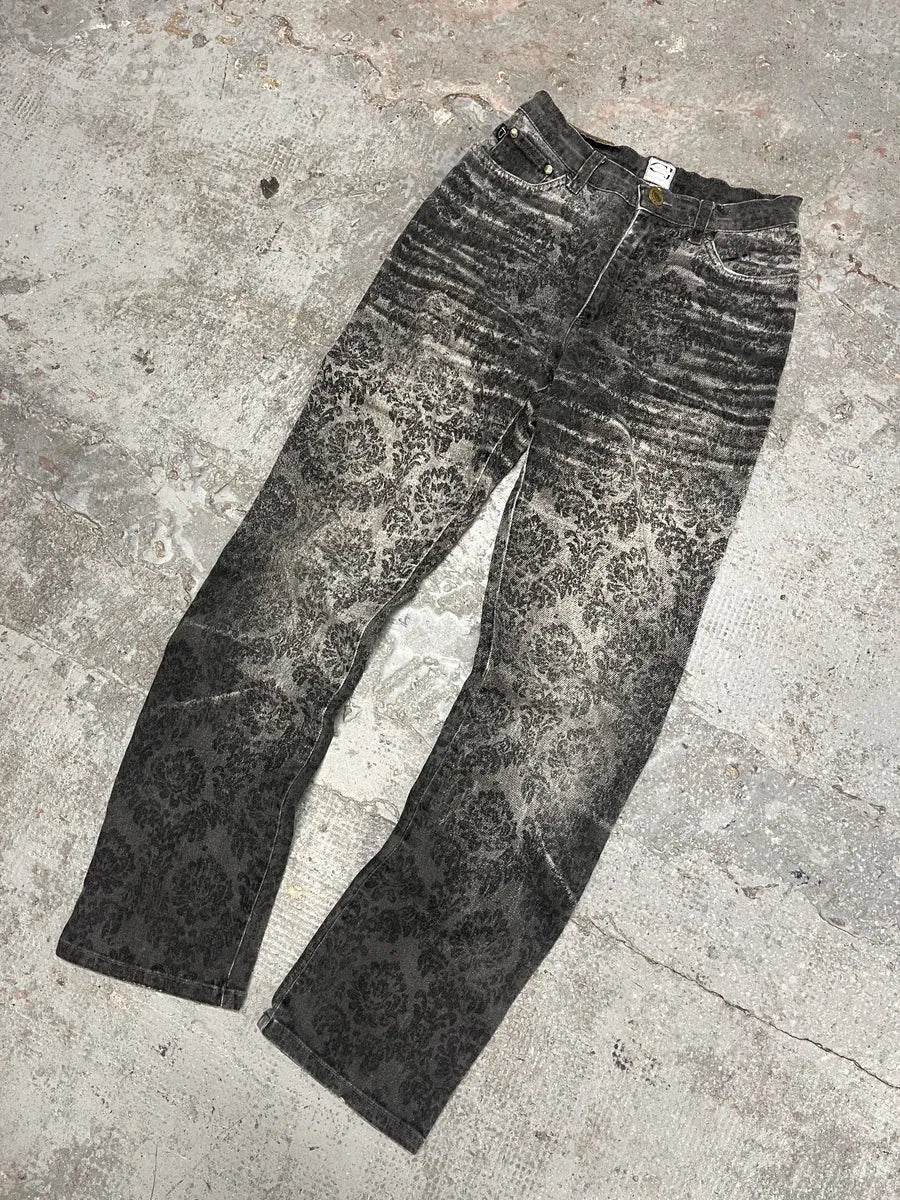 2000s Cavalli Jeans Grey Arabic Pattern Pants - Image 6