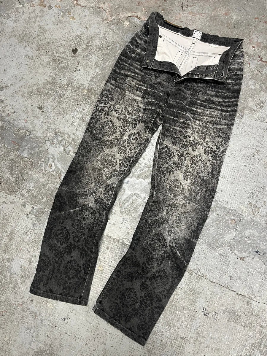 2000s Cavalli Jeans Grey Arabic Pattern Pants - Image 8