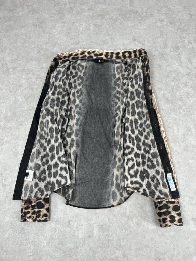 2000s Cavalli Leopard Beige Shirt - Image 9