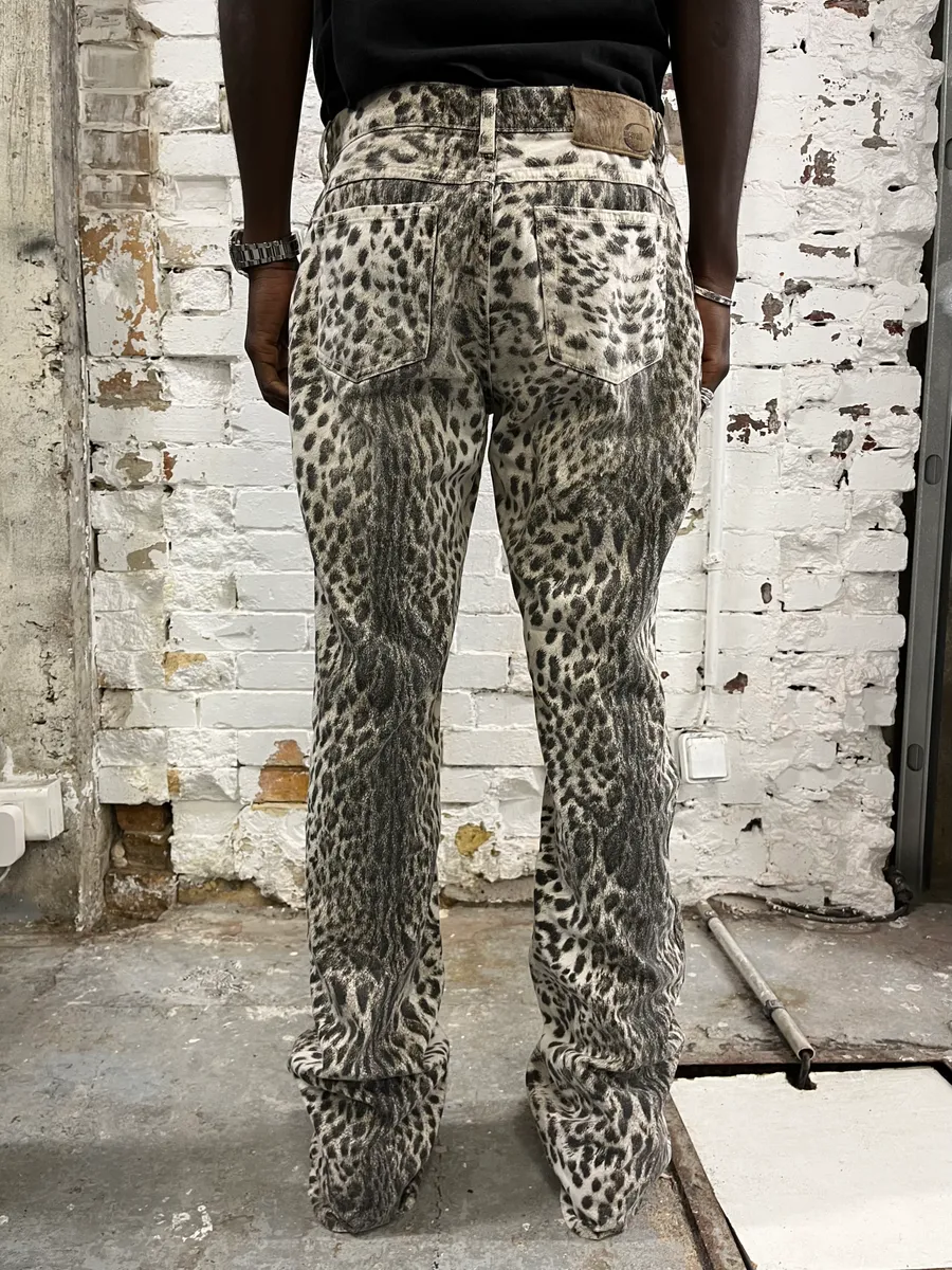 2000s Cavalli Leopard Black & White Pants - Image 3