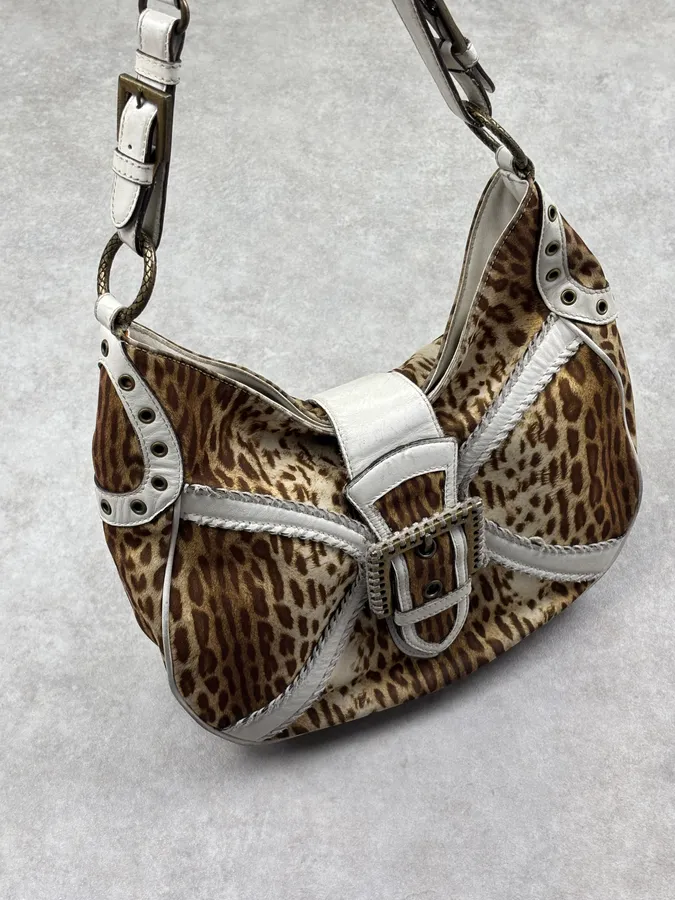 2000s Cavalli Leopard Buckle Handle Bag - Image 4