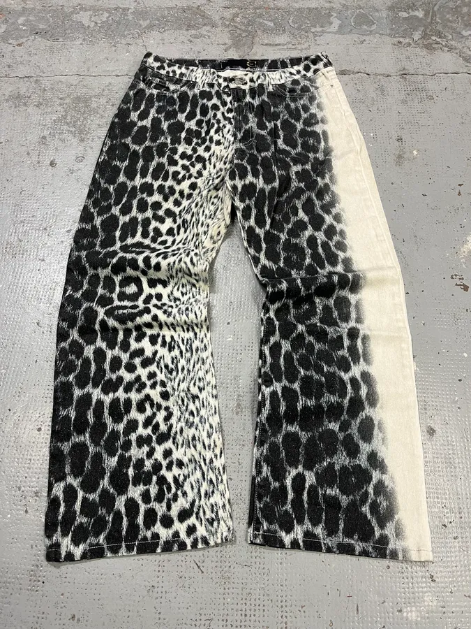 2000s Cavalli Leopard Gradient Black & White Pants