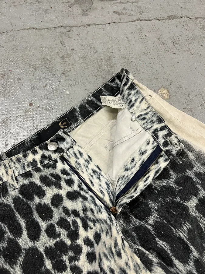 2000s Cavalli Leopard Gradient Black & White Pants - Image 10