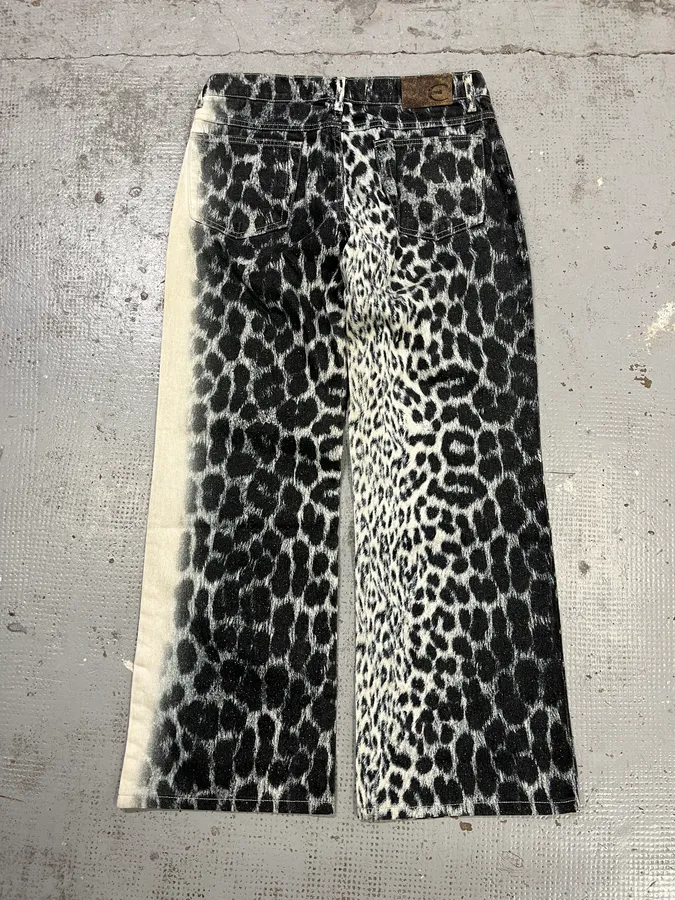 2000s Cavalli Leopard Gradient Black & White Pants - Image 7