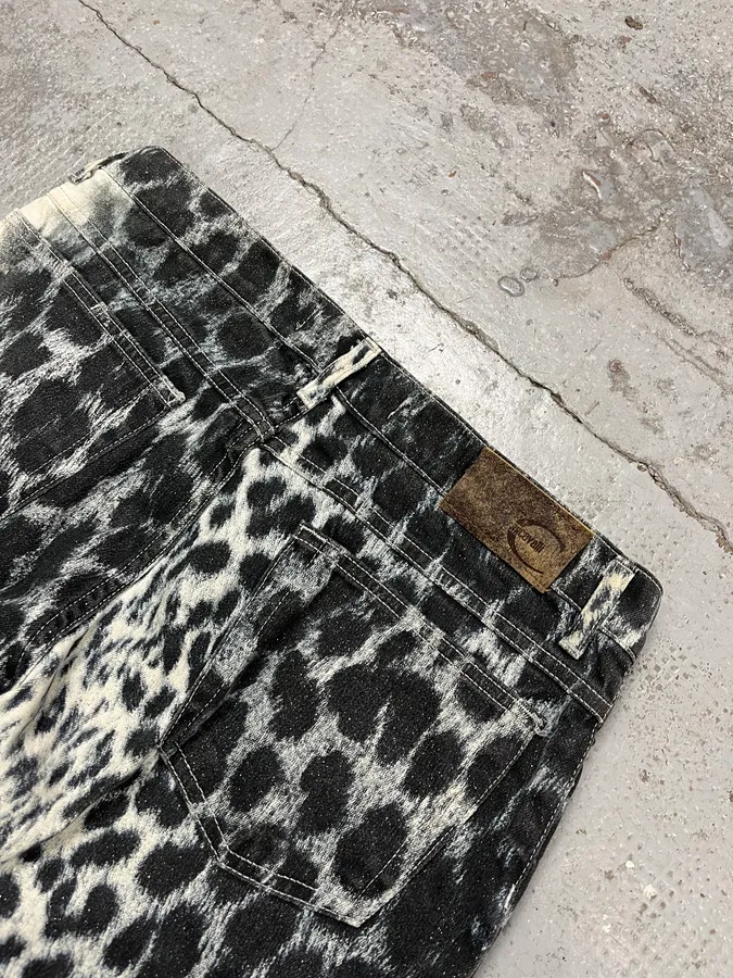 2000s Cavalli Leopard Gradient Black & White Pants - Image 8