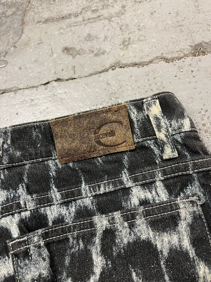 2000s Cavalli Leopard Gradient Black & White Pants - Image 9