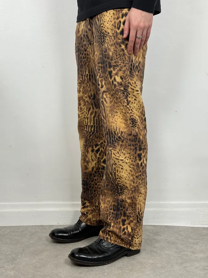 2000s Cavalli Leopard Hallucination Black & Beige Pants - Image 3