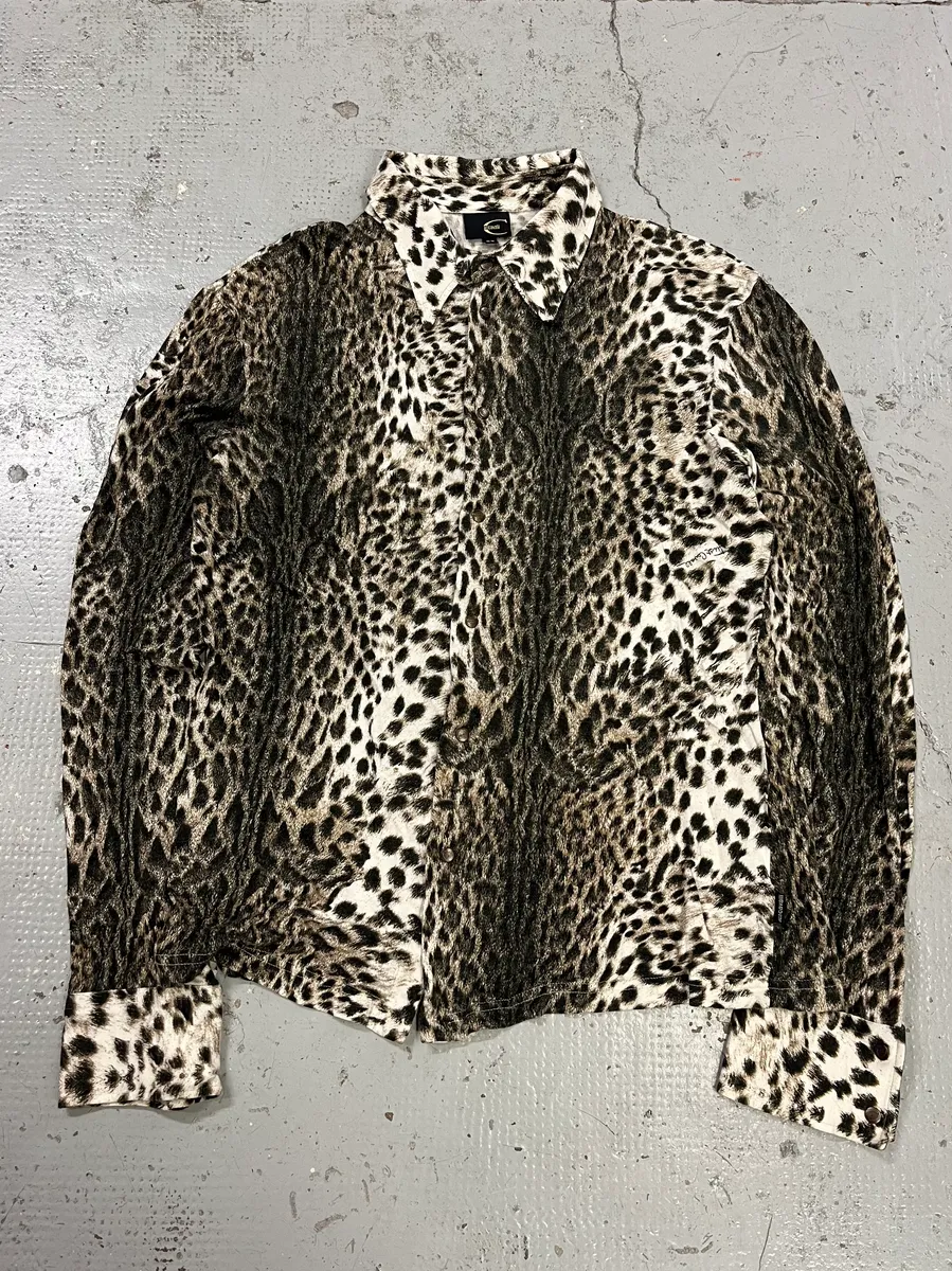 2000s Cavalli Leopard Print Beige Shirt