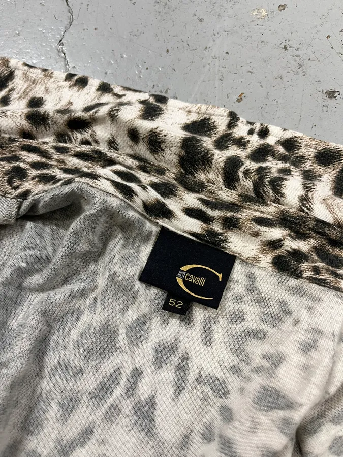 2000s Cavalli Leopard Print Beige Shirt - Image 10