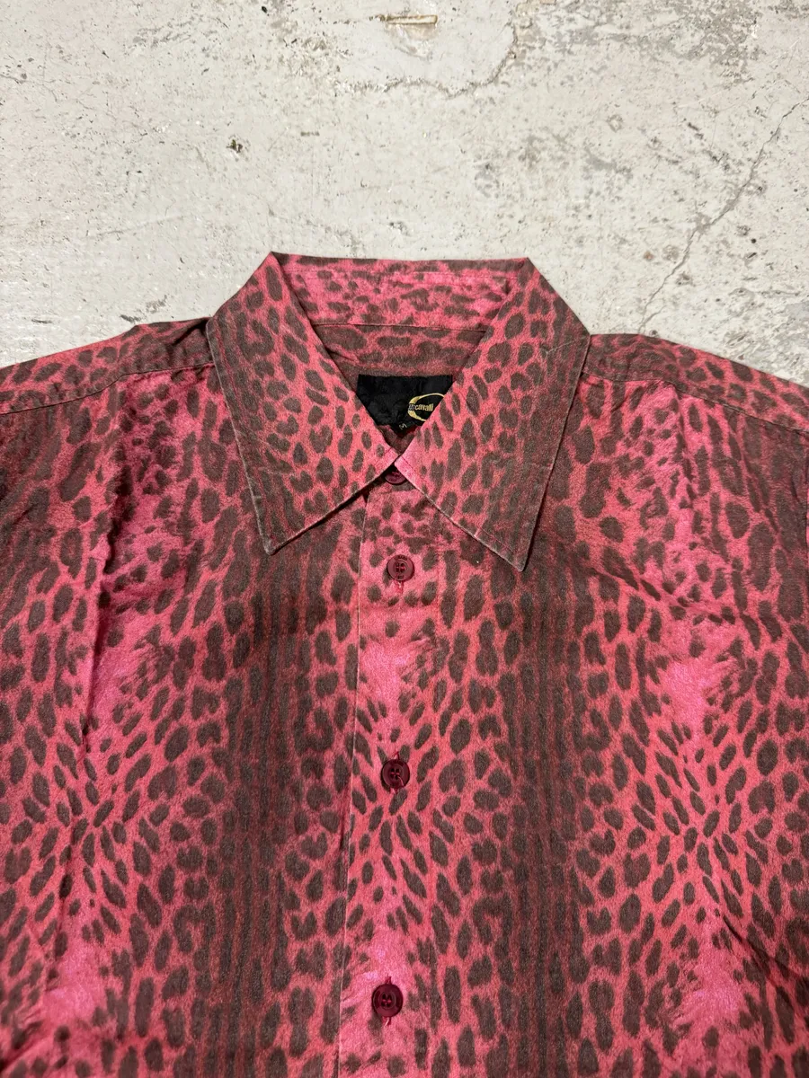 2000s Cavalli Leopard Print Red Obscure Shirt - Image 6