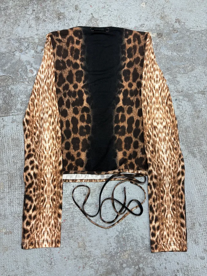 2000s Cavalli Leopard Savage Black Laced Longsleeves Top - Image 4