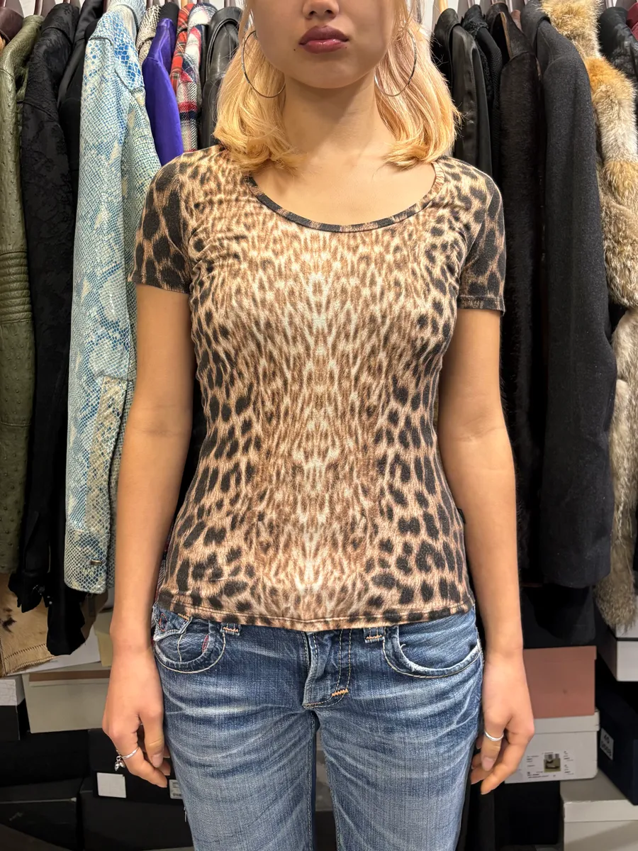 2000s Cavalli Leopard T-Shirt - Image 2