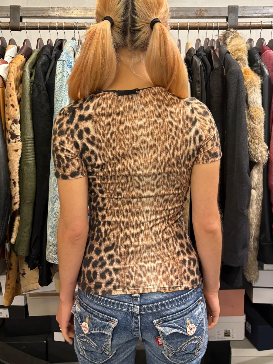 2000s Cavalli Leopard T-Shirt - Image 3