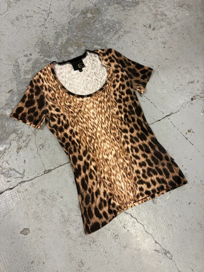 2000s Cavalli Leopard T-Shirt - Image 4