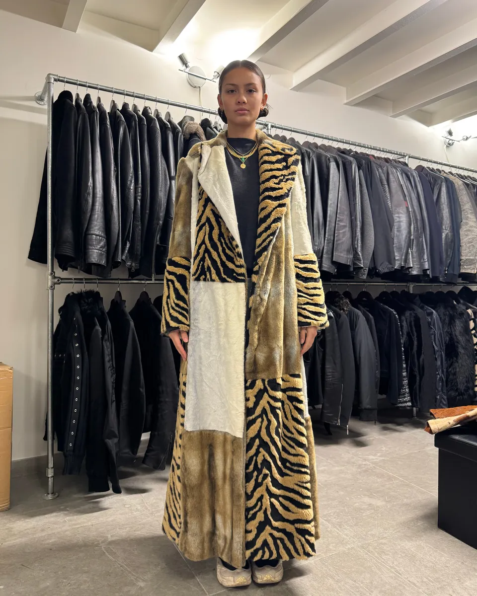 2000s Cavalli Long Italian Trench Faux Fur Coat