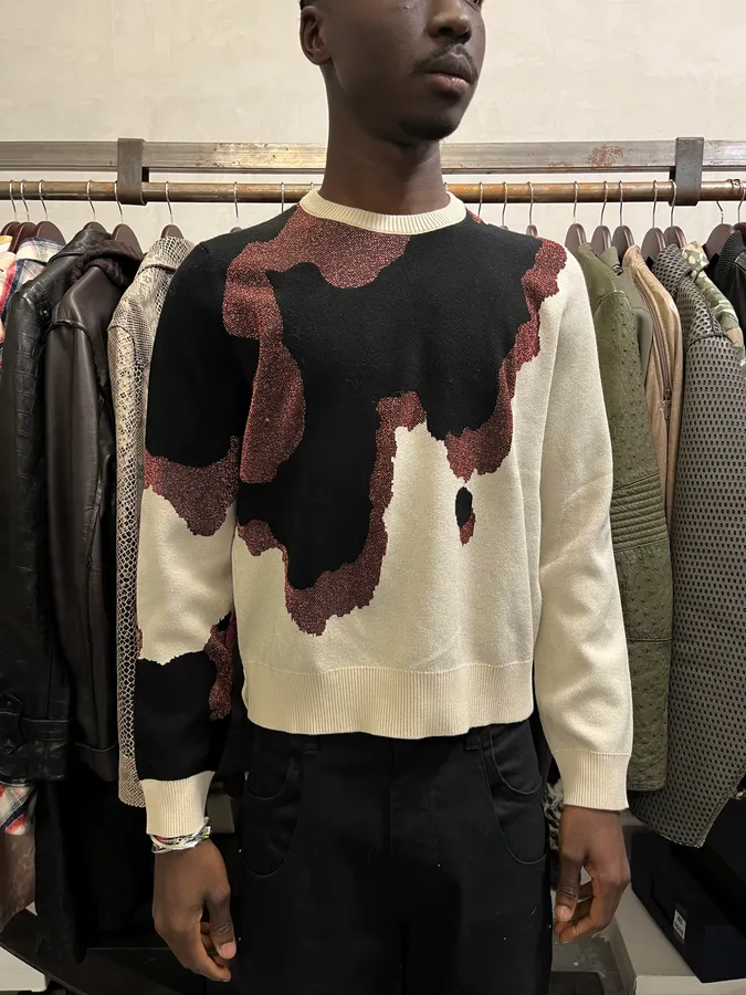 2000s Cavalli Map Relief White Sweater - Image 2