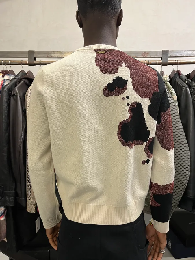 2000s Cavalli Map Relief White Sweater - Image 4