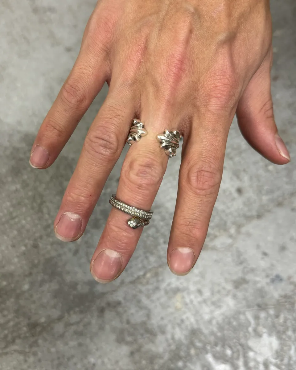 2000s Cavalli Metallic Silver Snake Ring - Image 4