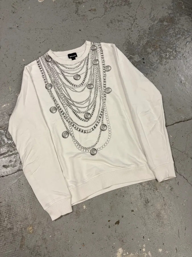 2000s Cavalli Multi Necklace White Avant-Garde Sweater - Image 4
