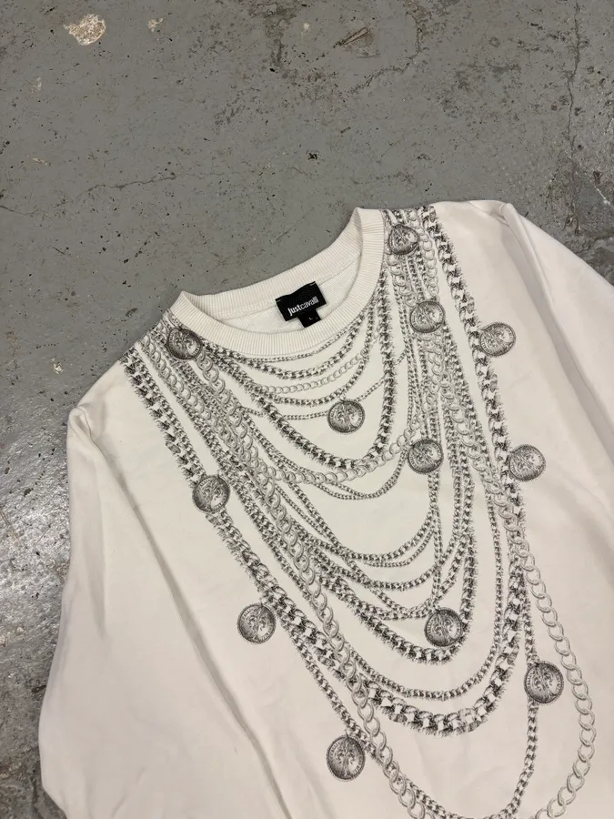 2000s Cavalli Multi Necklace White Avant-Garde Sweater - Image 5