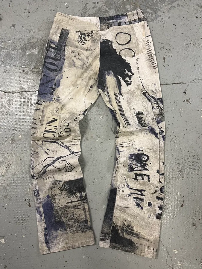 2000s Cavalli Napoleon White & Blue Pants - Image 7