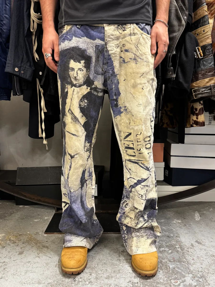 2000s Cavalli Napoleon White & Navy Pants - Image 2