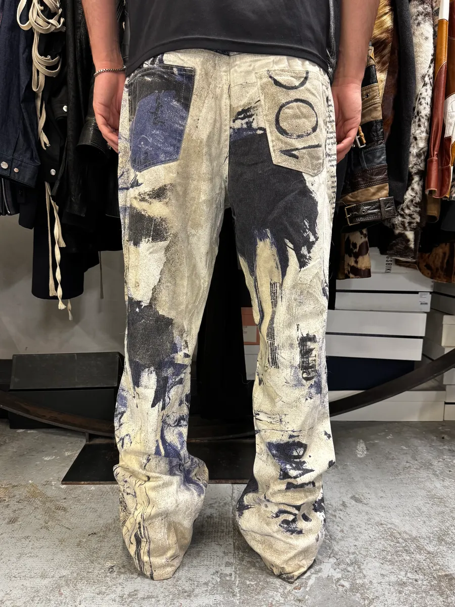 2000s Cavalli Napoleon White & Navy Pants - Image 4