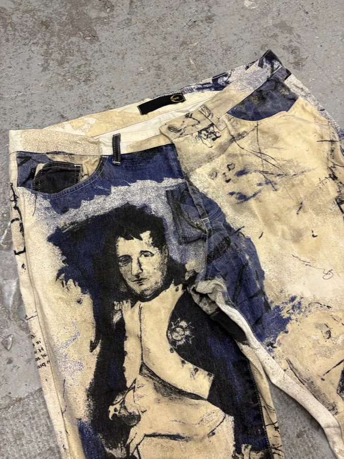 2000s Cavalli Napoleon White & Navy Pants - Image 6