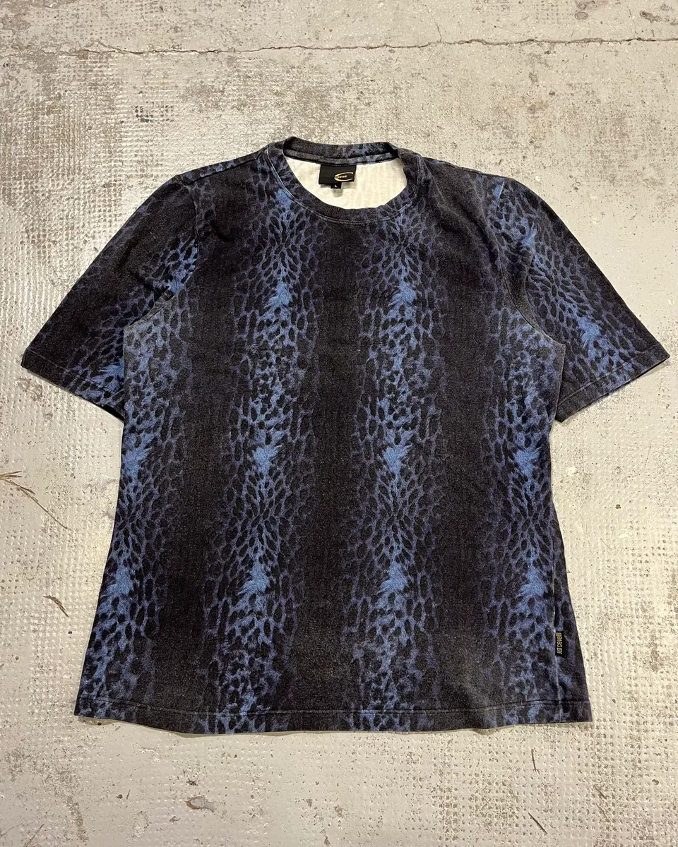 2000s Cavalli Navy & Black Leopard T-Shirt