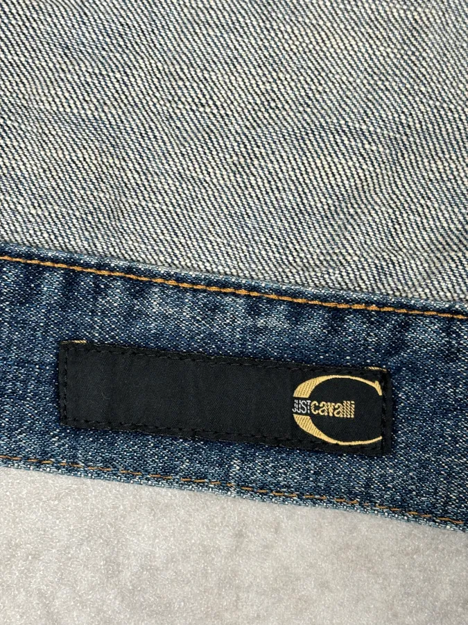 2000S Cavalli Navy Faded Denim Jacket - Image 11