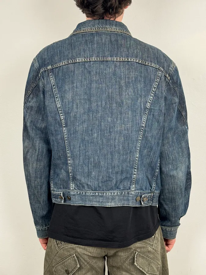 2000S Cavalli Navy Faded Denim Jacket - Image 3