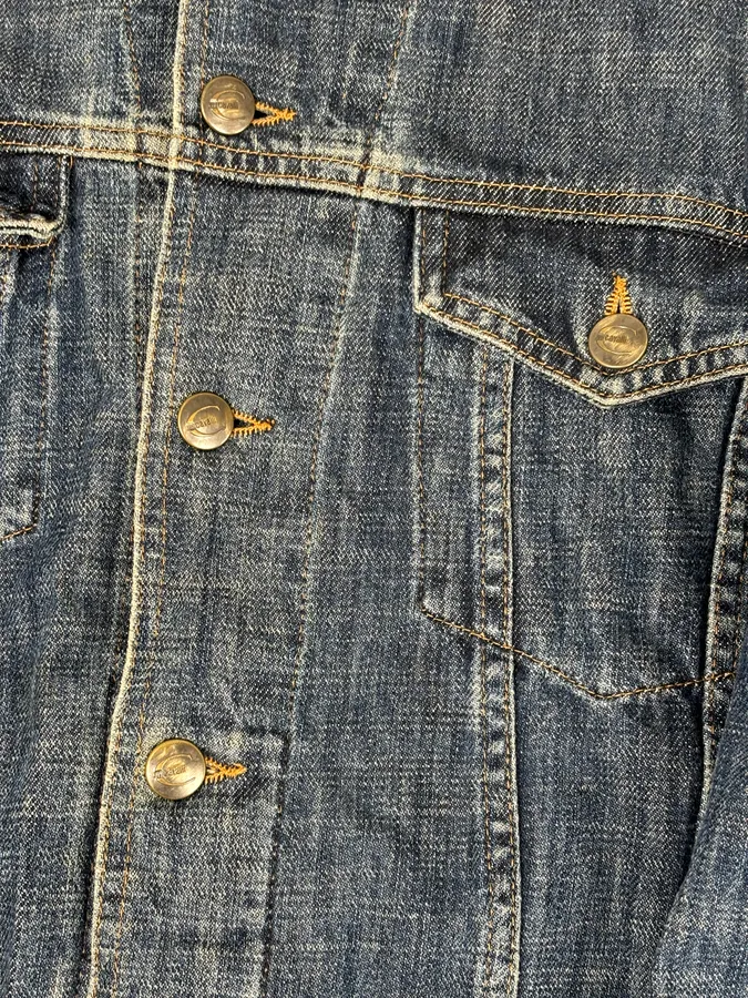 2000S Cavalli Navy Faded Denim Jacket - Image 8