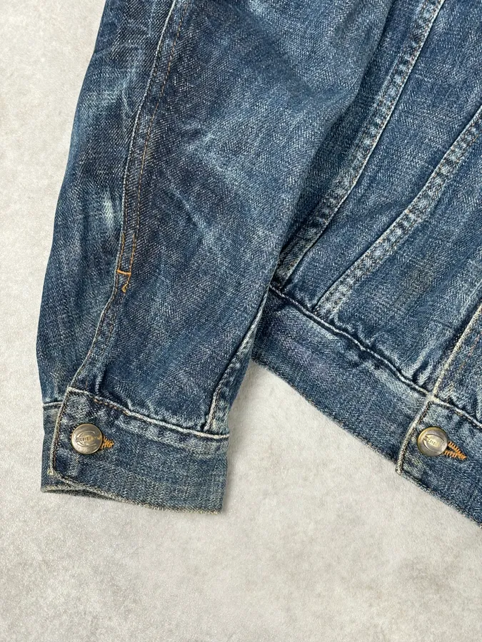 2000S Cavalli Navy Faded Denim Jacket - Image 9