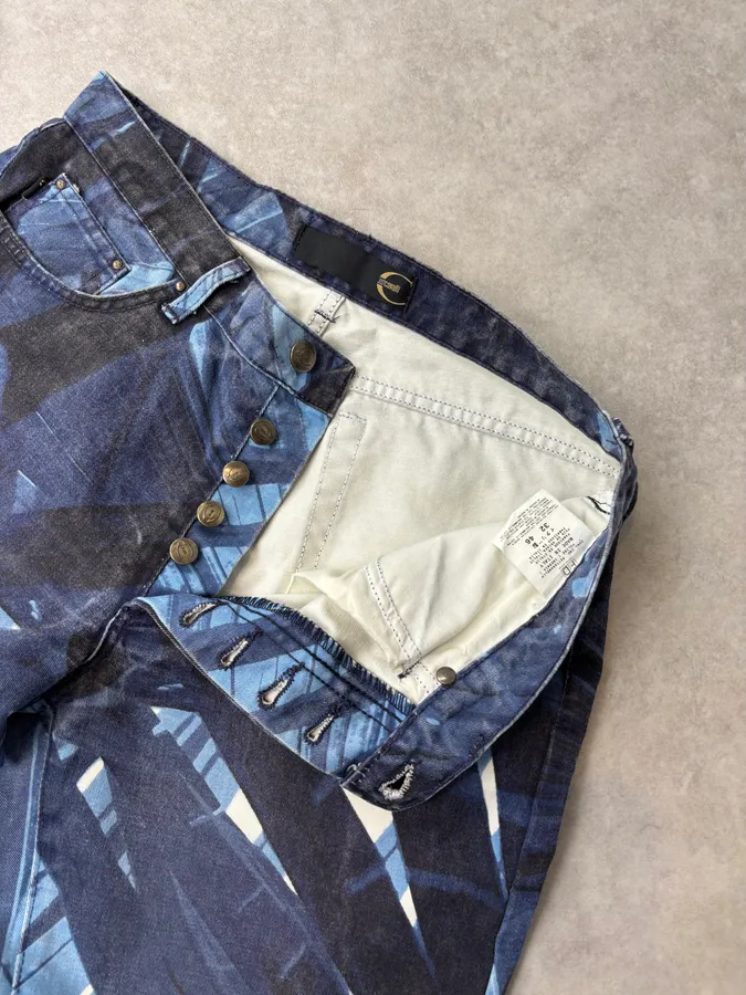 2000s Cavalli Navy Floral Flared Jeans - Image 10