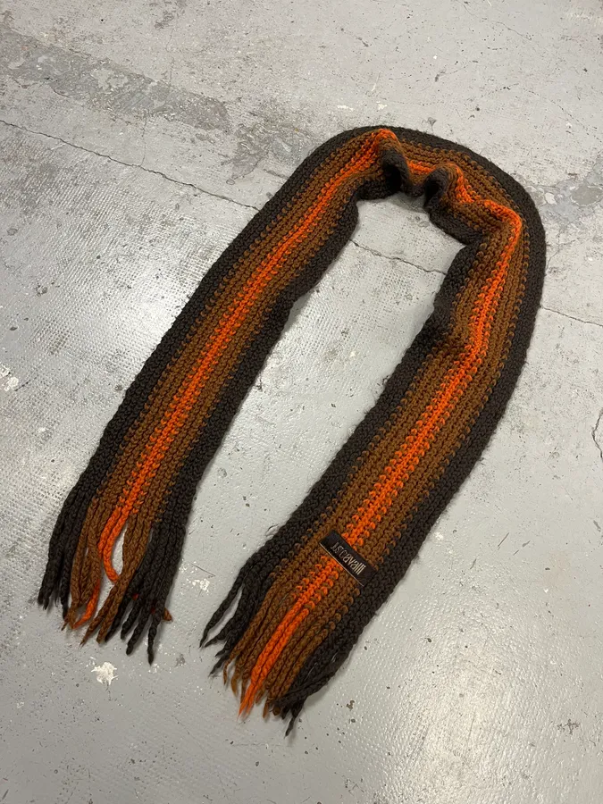 2000s Cavalli Orange & Brown Gradient Wool Scarf - Image 3