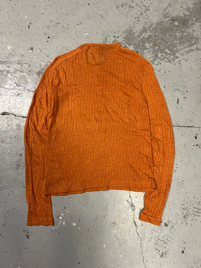 2000s Cavalli Orange Henley Longsleeves - Image 4