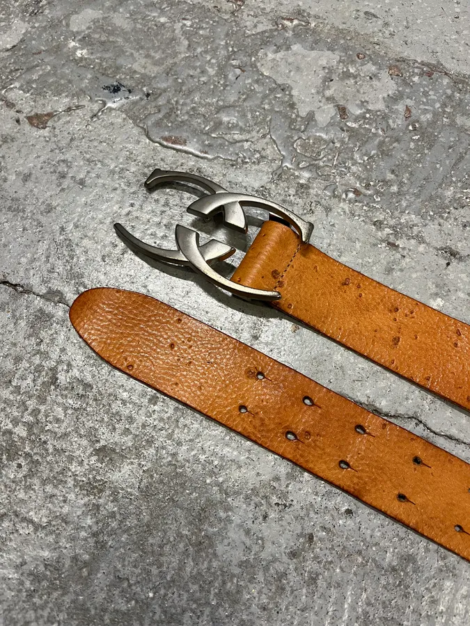 2000s Cavalli Orange Leather Belt - Image 5