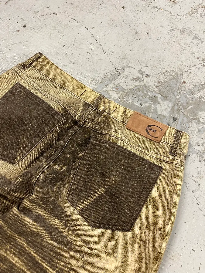 2000s Cavalli Overprint Beige Dyed Pants - Image 9