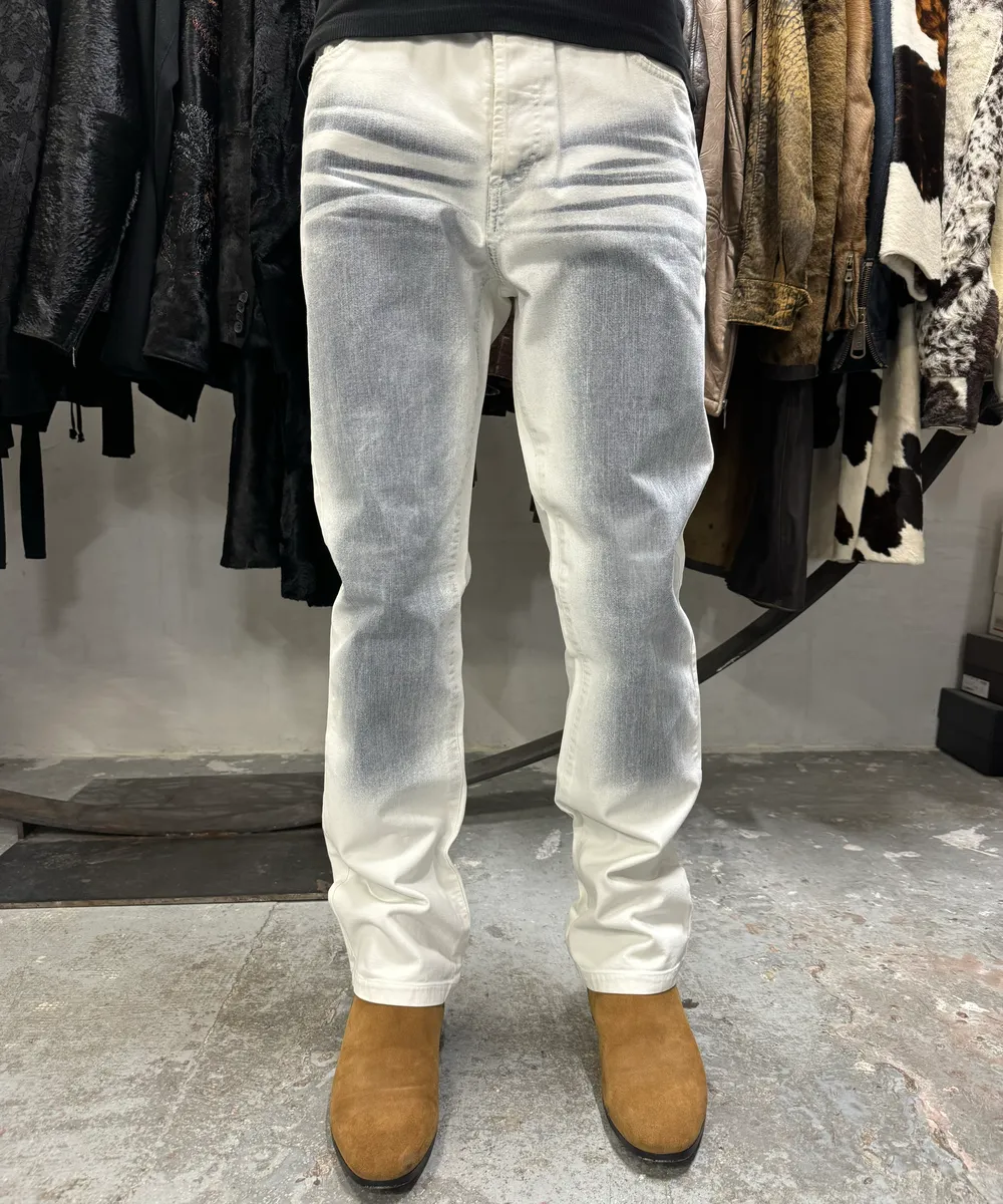 2000s Cavalli Overprint Blue Snow Dyed Pants - Image 2
